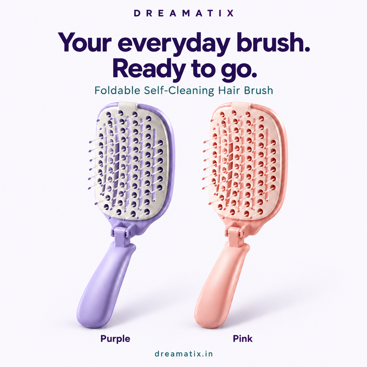 Foldable Self-Cleaning Hair Brush
