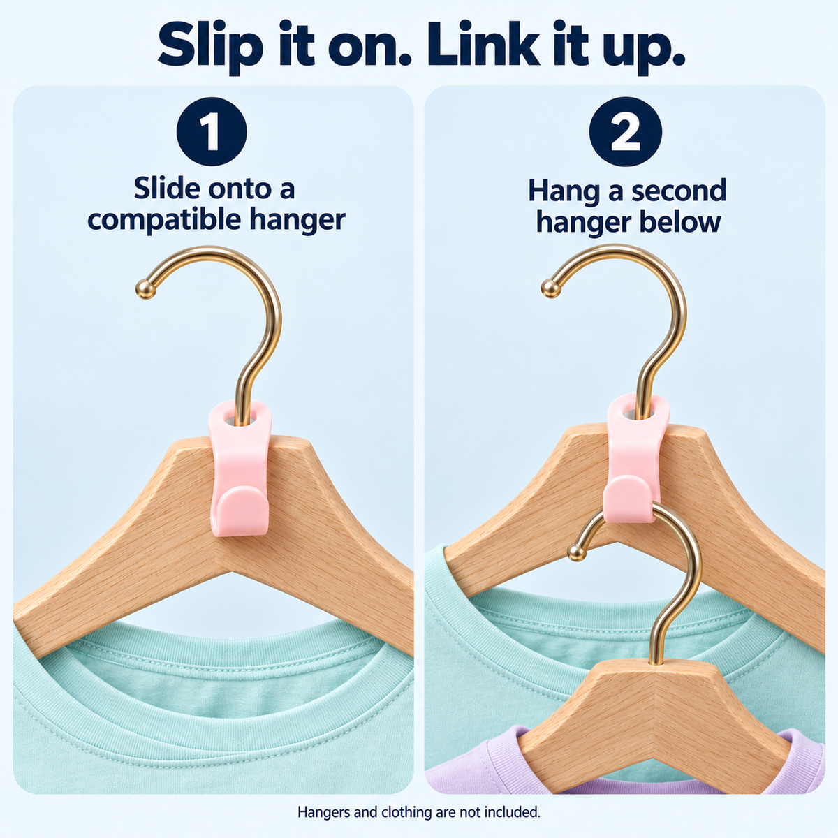 Space-Saving Hanger Joining Hooks (Mixed Colors)