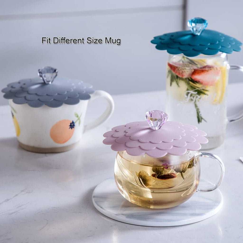 Silicone Cup Covers, Multicolored Silicone Lids for Mugs, Cups, Flexible Mug Covers
