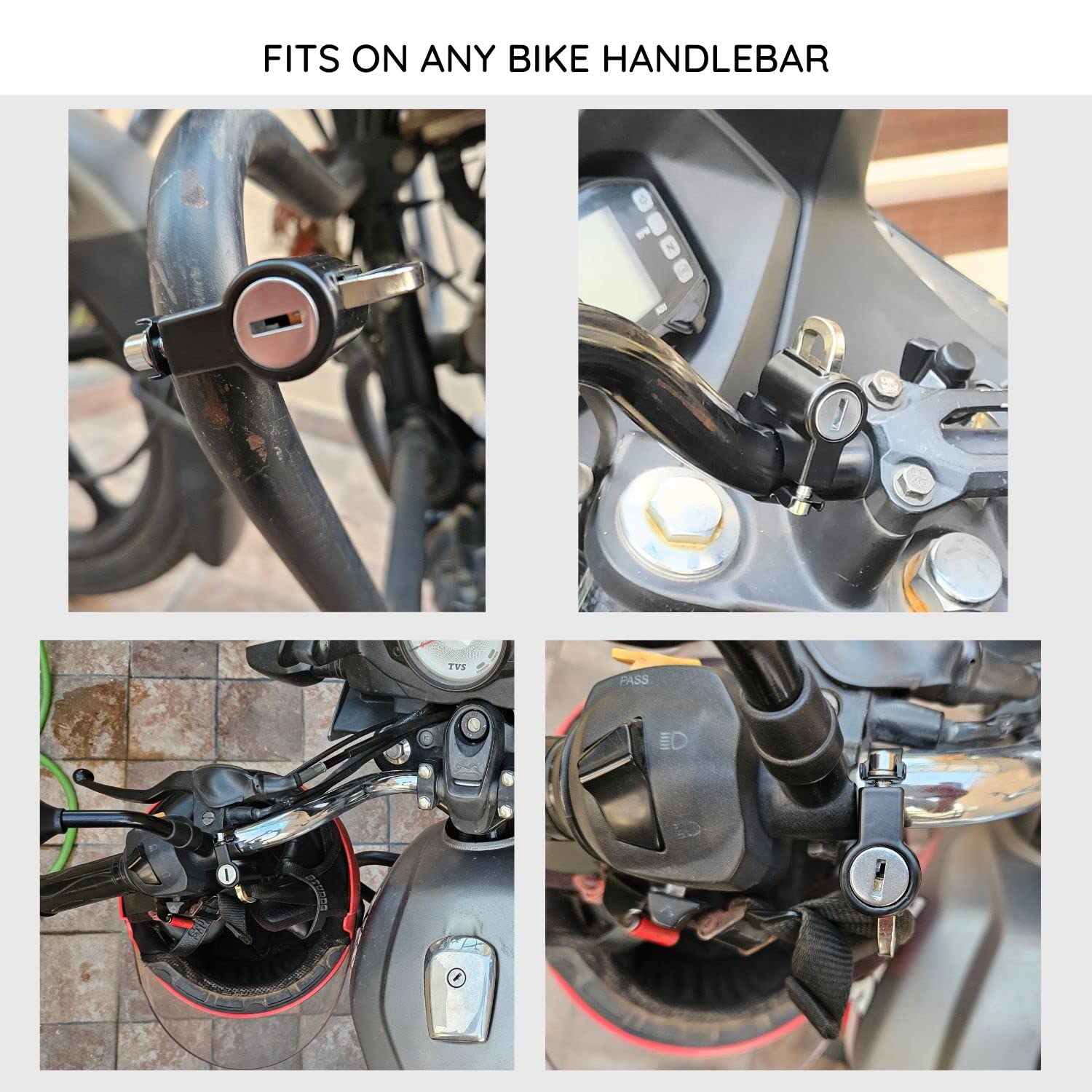 Helmet Lock for Bike Strong Keyed Locker for Bike Handlebar