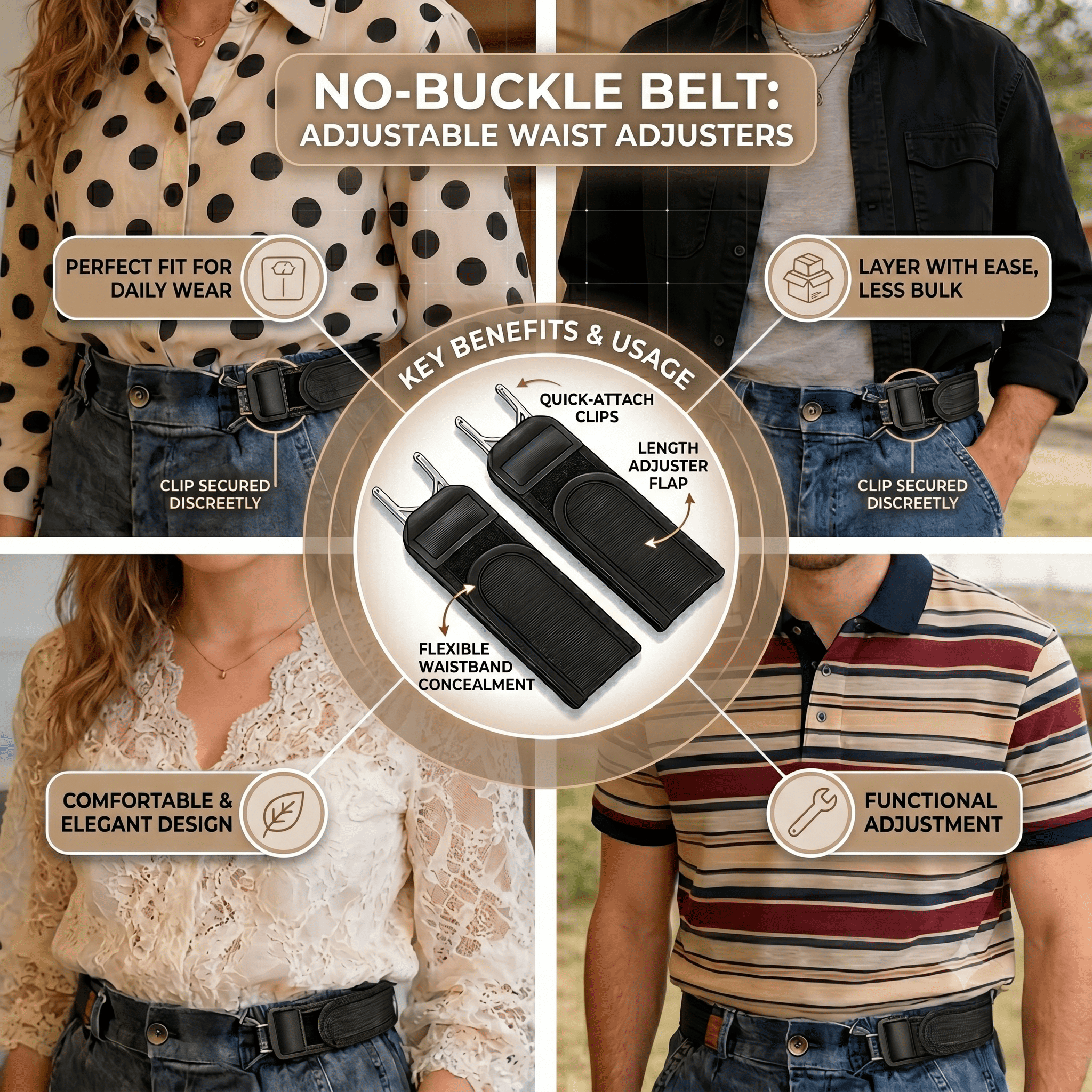 Buckleless Stretchable Velcro Belt