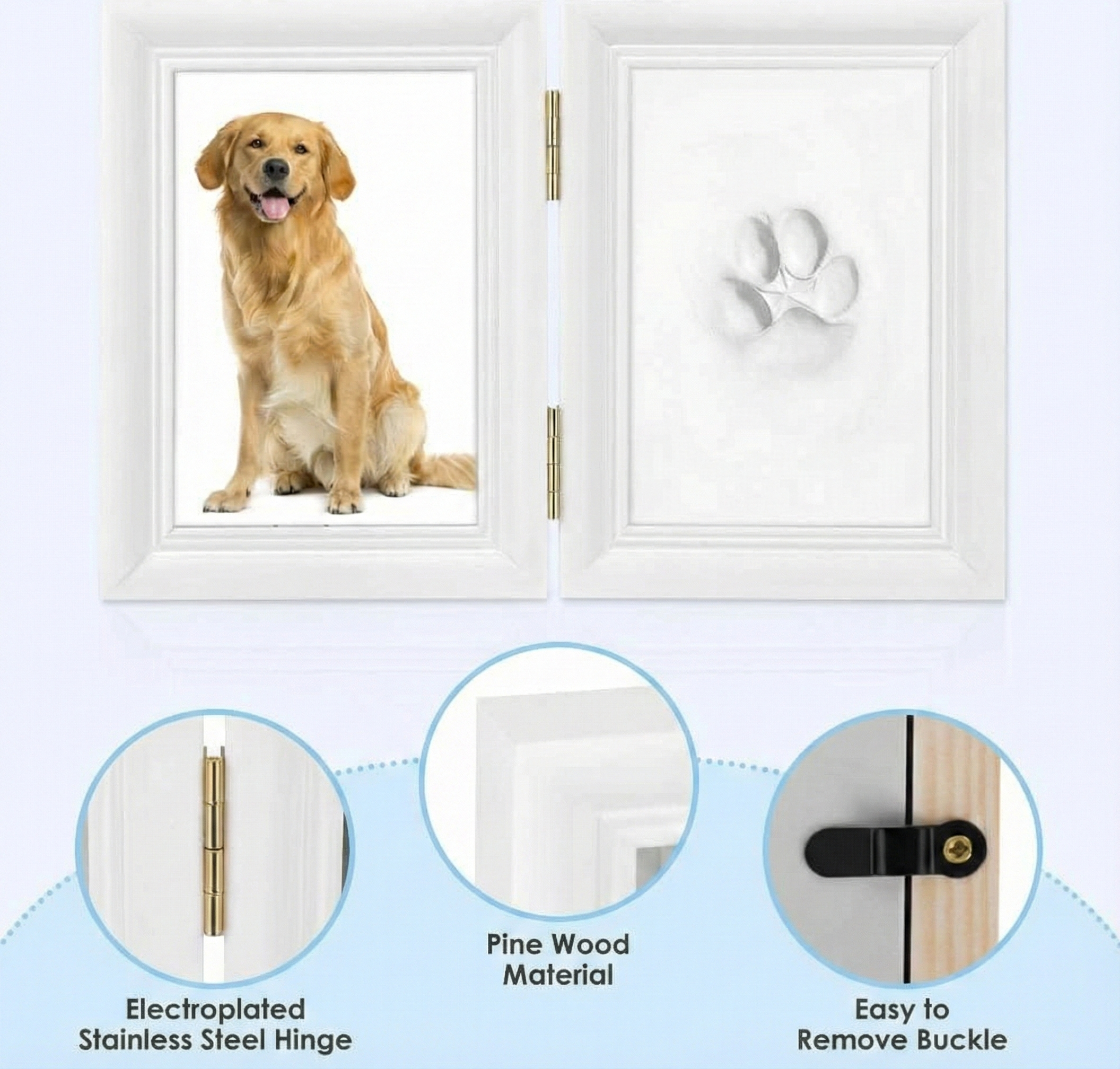 Paw Print Kit with Wooden Photo Frame